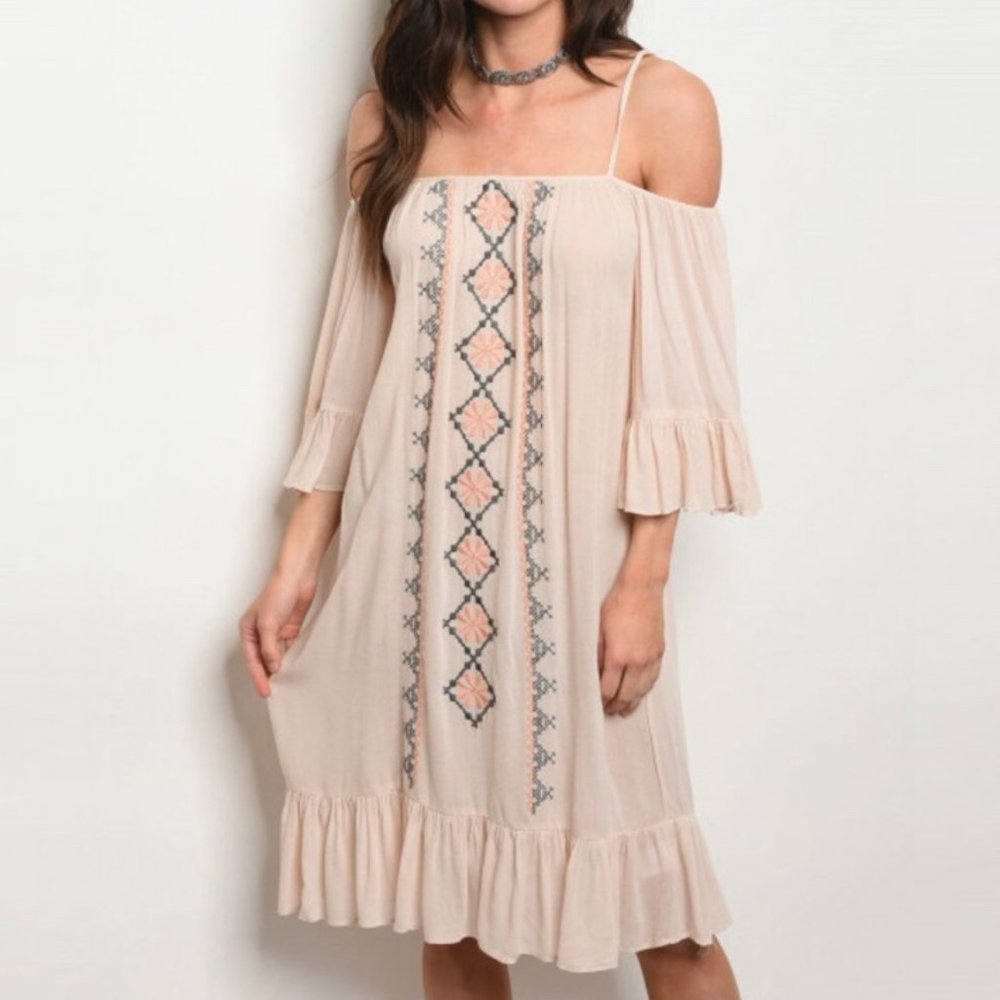 Tribal Pattern Taupe Dress